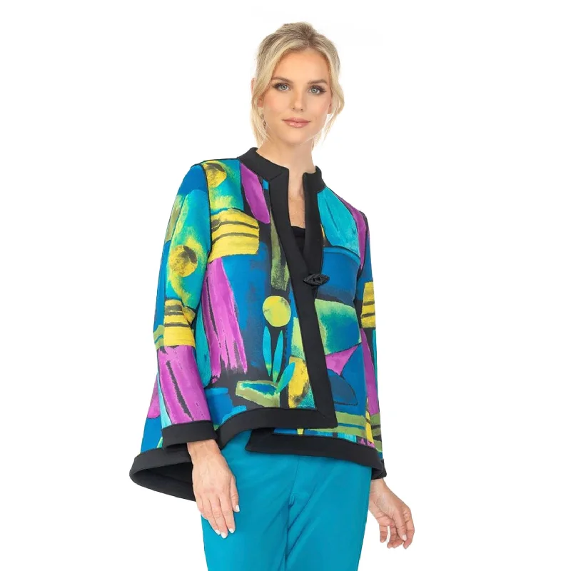 IC Collection Mosaic Asymmetric Jacket in Blue - 6696J- BLU