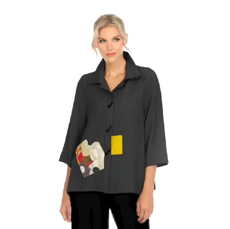 Moonlight Unique Patchwork Blouse/Jacket in Black - 3542-BK