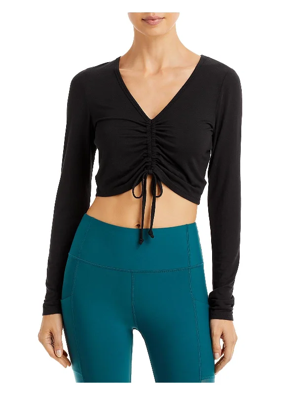 Womens Ruched Active Crop Top