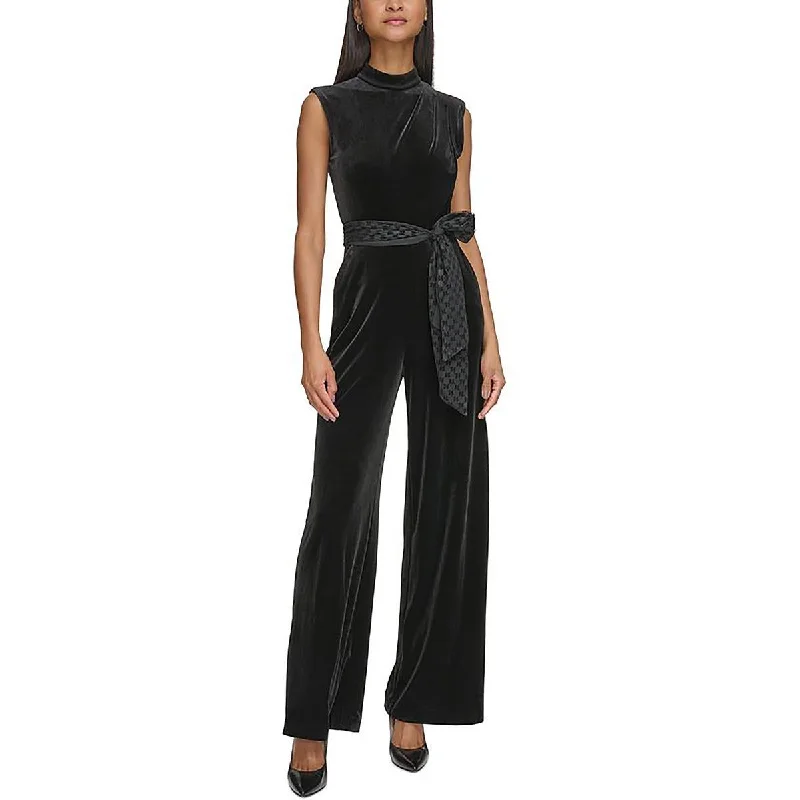 Womens Velvet Sleeveless Jumpsuit