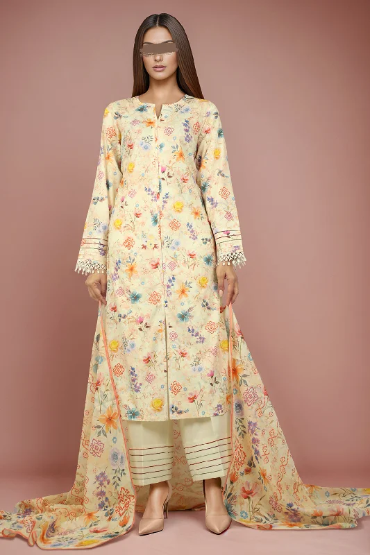 Embroidered Cotton Jacquard Stitched/Unstitched 3 Piece