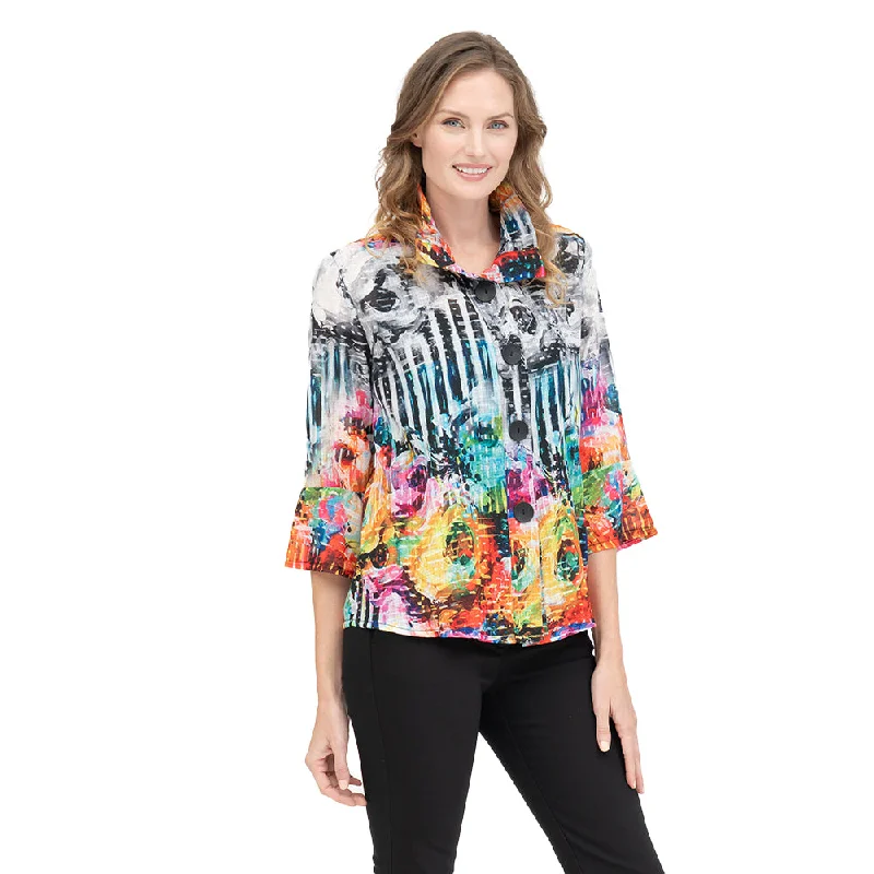 Damee Abstract-Print Button Front Jacket - 4876