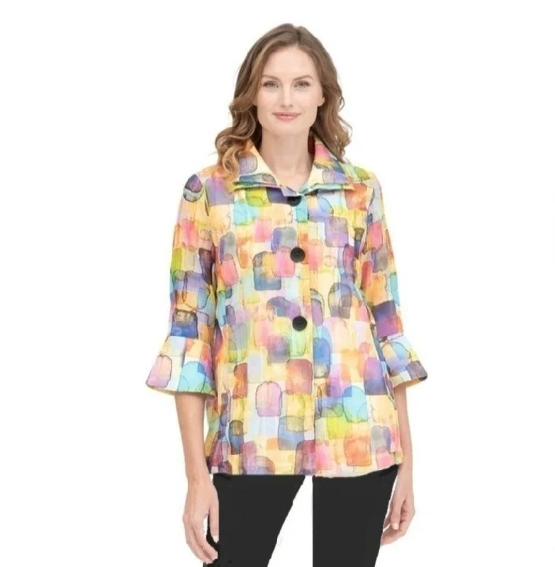 Damee Modern Watercolor Art Inspired Pastel-Print Jacket - 4889