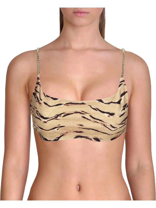 Womens Chain Animal Print Sports Bra