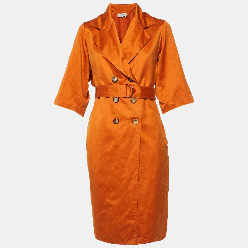 Saint Laurent Orange Cotton Blend Trench Coat