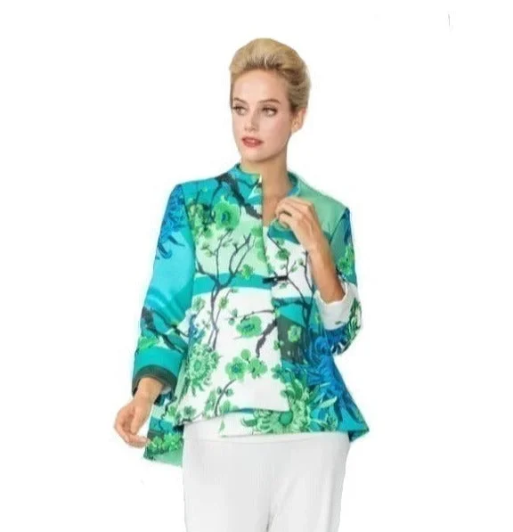 IC Collection Floral Blossom Print One-Button Jacket - 6161J - Size M & XXL Only!