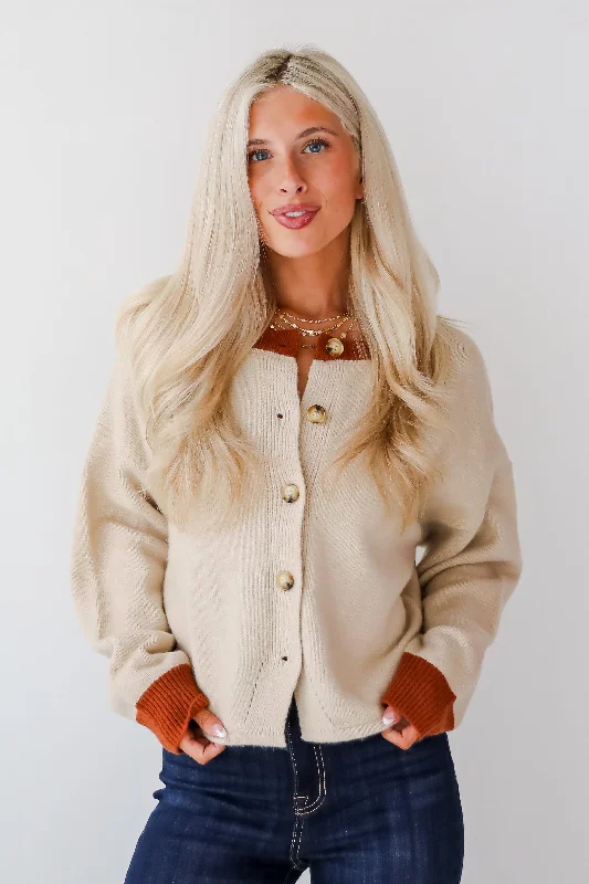 FINAL SALE - Cozy Energy Beige Sweater Cardigan