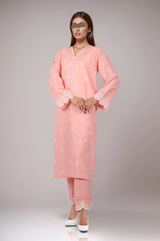 Solid Embroidered Polyester Stitched 2 Piece (Shirt/Trouser)