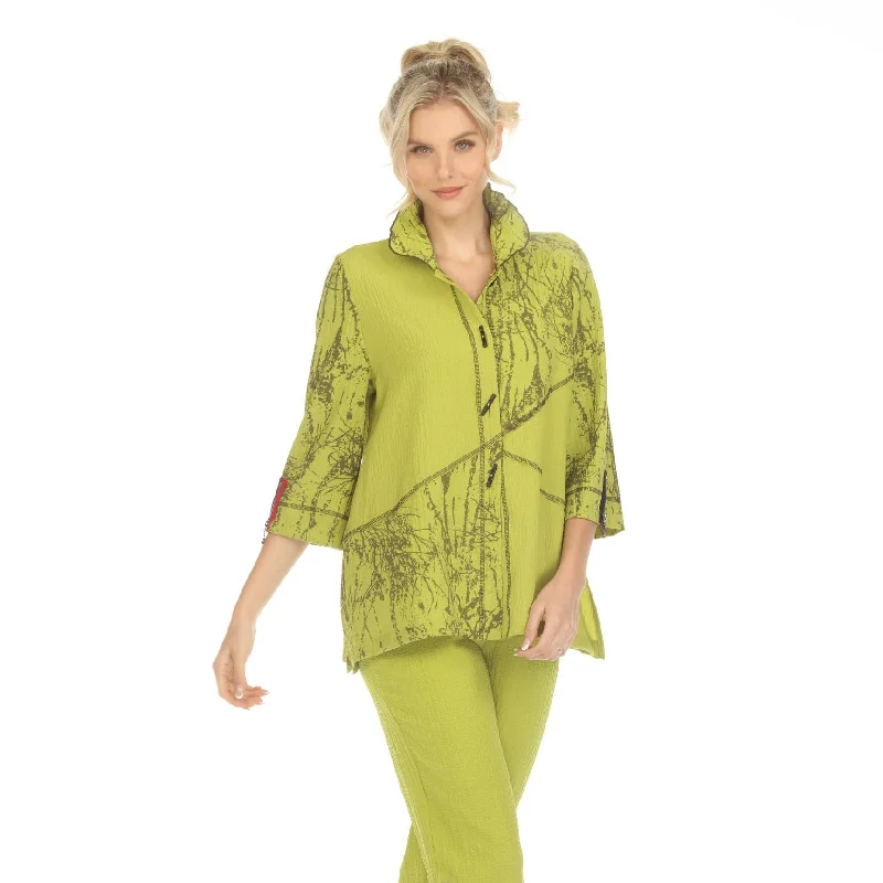 Moonlight Colorblock & Swirl Print Jacket in Lime - 3857-LM