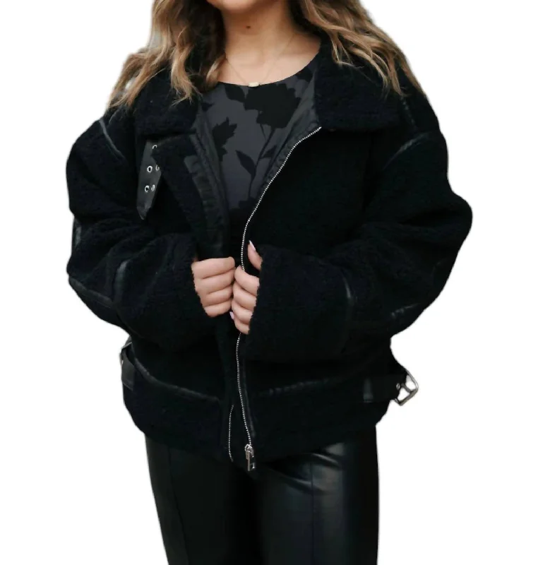 Sherpa Bomber Jacket In Black