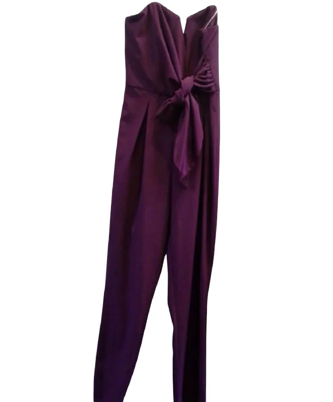 Women's Strapless Jumpsuit In Plum