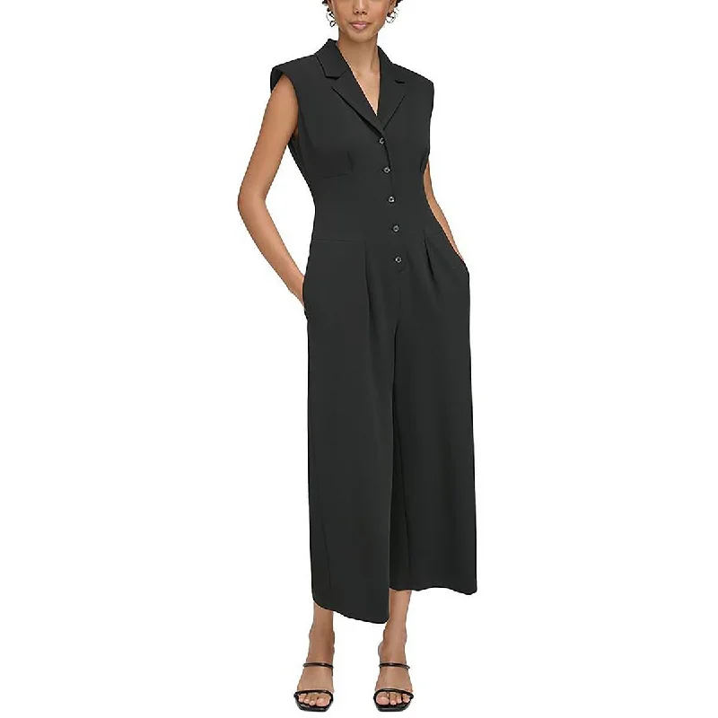 Womens Button Front One Piece Jumpsuit