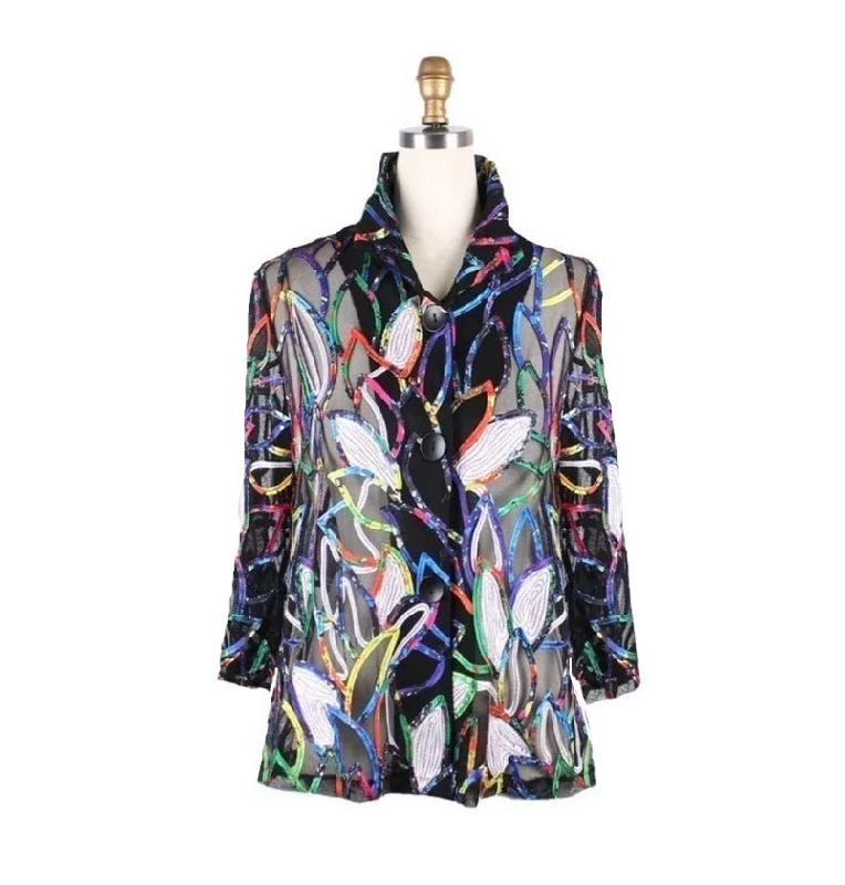 Damee Floral Soutache on Mesh Jacket in Multicolor - 2395-MLT - Size S Only!