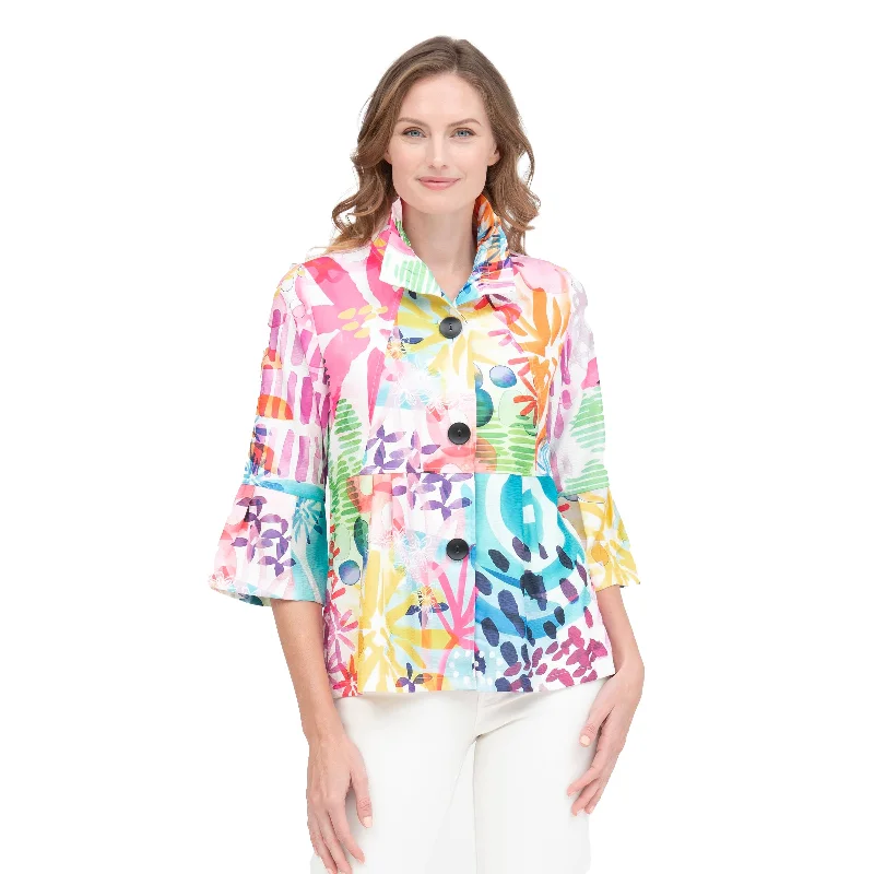 Damee Abstract Vibrant Watercolor-Print Jacket - 4868-PNK - Size XS & XXL Only!