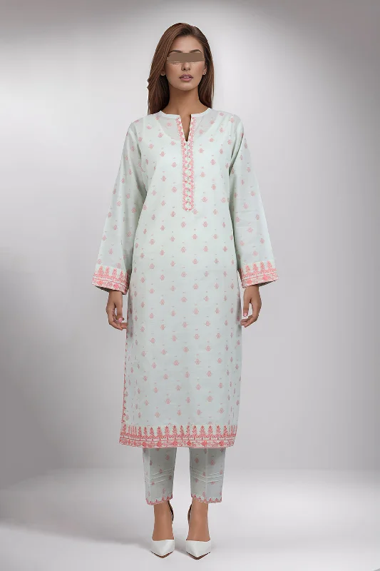 SAYA's Printed Cotton Jacquard Embroidered Stitched For Mom And Daughter