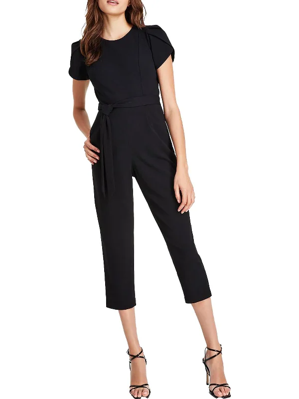 Plus Womens Cropped Tulip Sleeve Jumpsuit