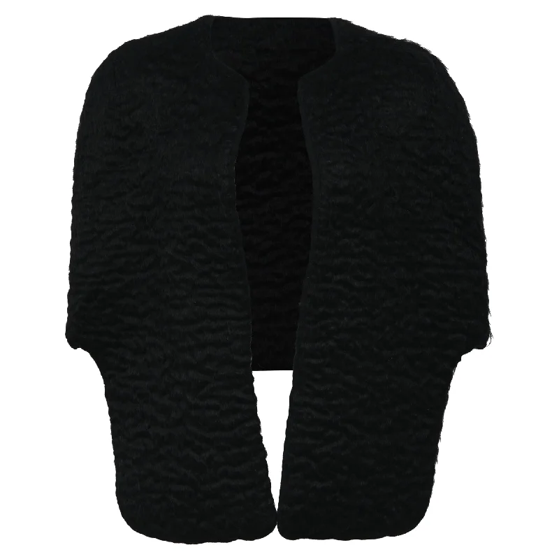 Maison Margiela Open Cape Jacket in Black Mohair Wool