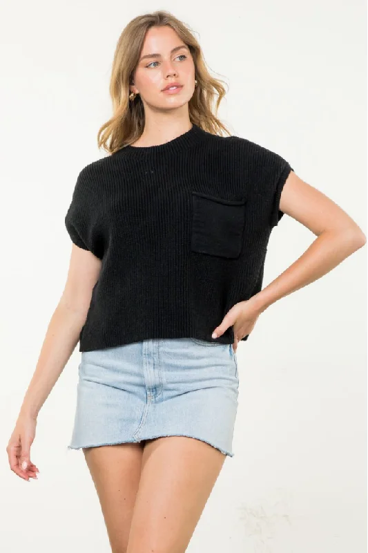 Mackenzie Short Sleeve Sweater in Black