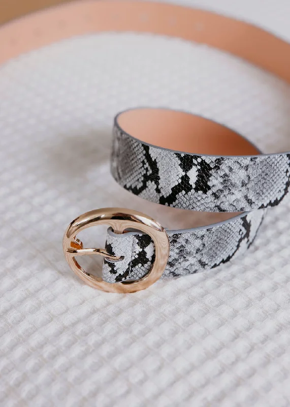 Snakeskin Round Buckle Belt