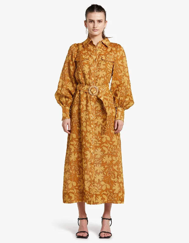 Esme Shirt Dress - Gold Leaf