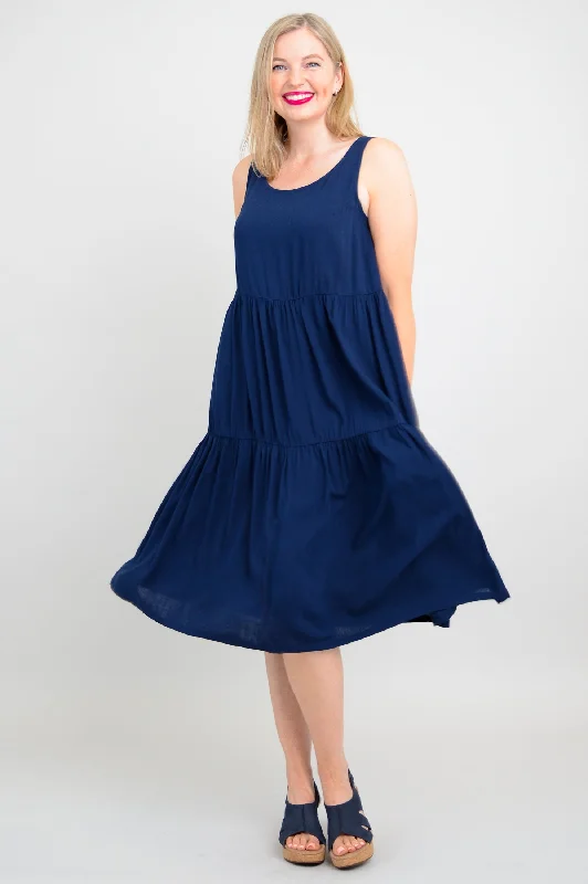 Juni Dress, Indigo, Linen Bamboo