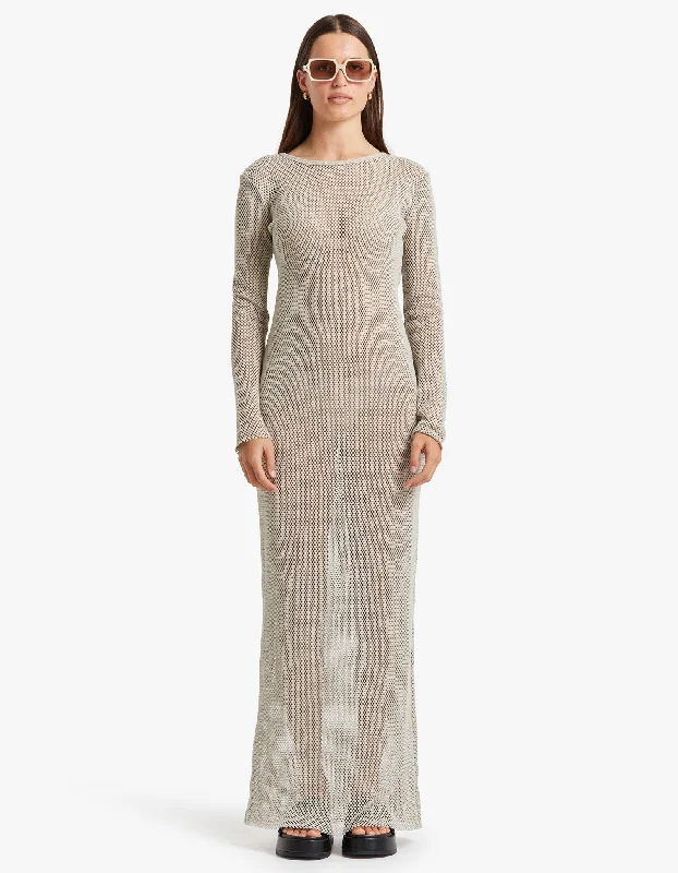 Mesh Long Sleeve Dress - Aloe