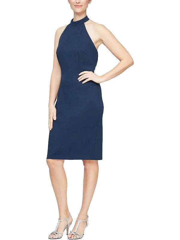 Womens Ruffled Midi Sheath Dress