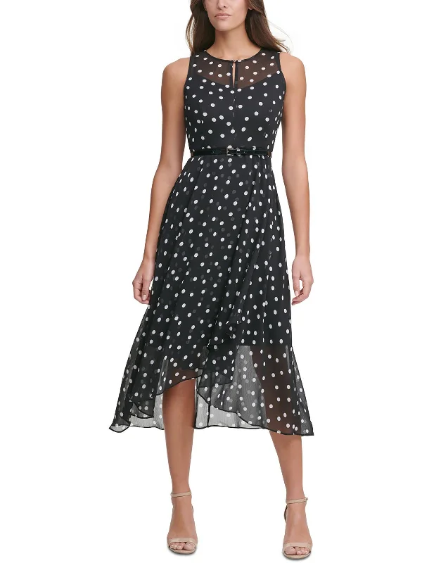 Womens Sheer Polka dot Midi Dress