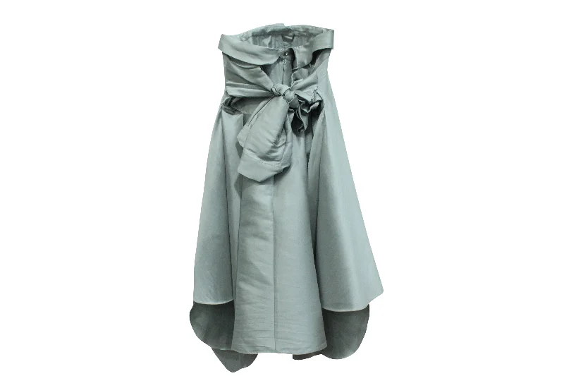 Alexis Mabille Bow-Detailed Satin-Twill Mini Dress in Grey Polyester