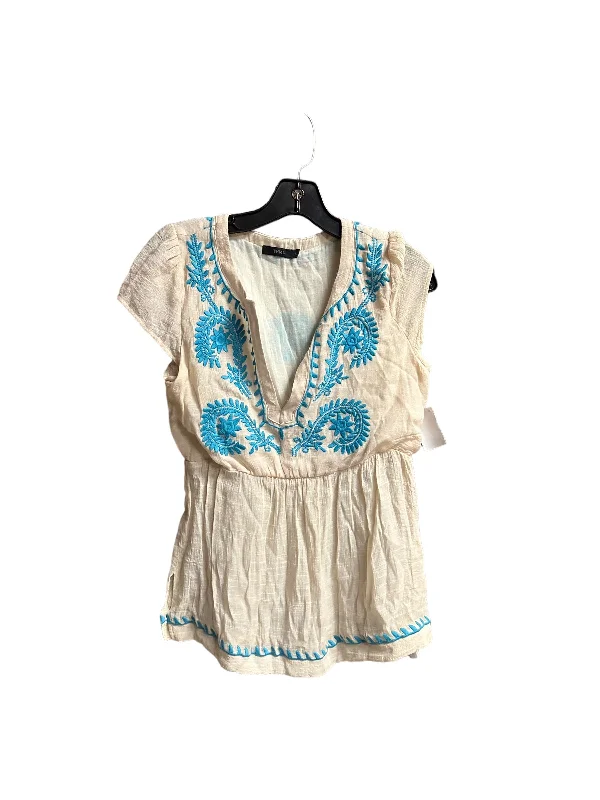 Blue & Cream Top Short Sleeve Thml, Size Xs