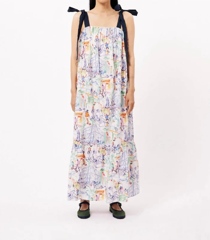 Cylia Woven Maxi Dress In French Area Print