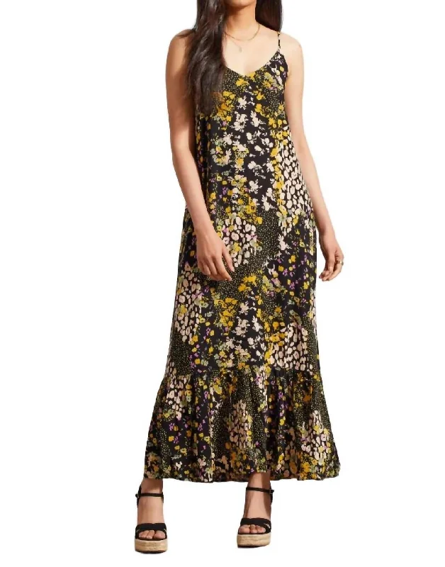 Ditsy Floral Print Maxi Dress In Limoncello