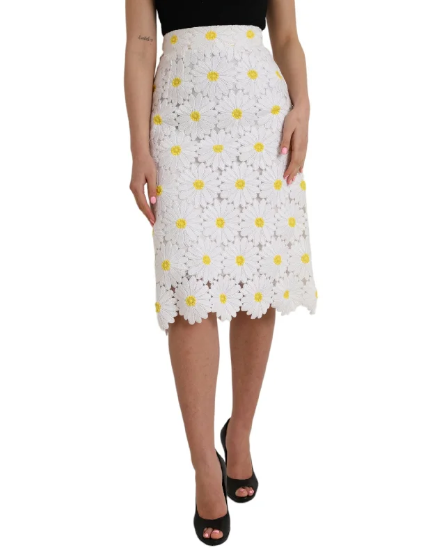 Dolce & Gabbana  Floral Pencil Straight Lace Women's Skirt