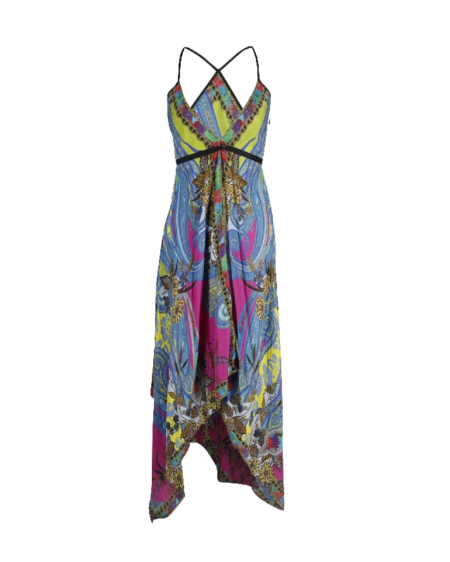 Etro Printed Halter Maxi Dress in Multicolor Silk