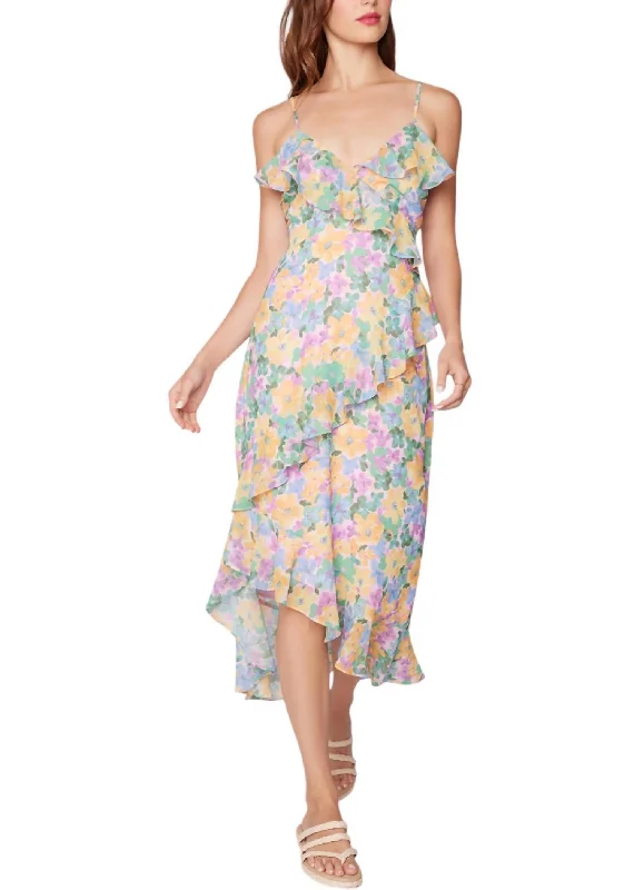 Florescence Maxi Dress In Yellow Purple Floral