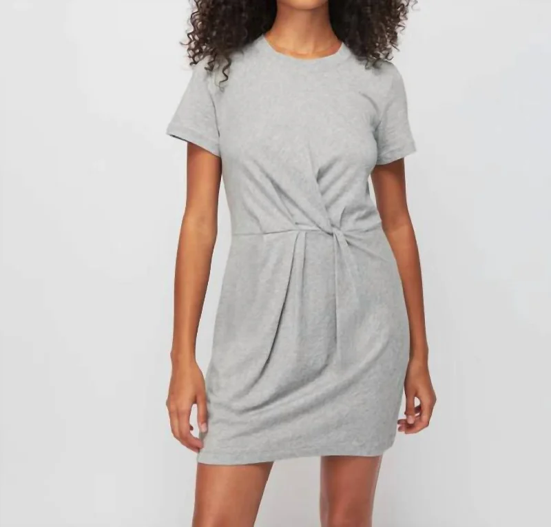 Fortuna Twisted Mini Dress In Heather Grey