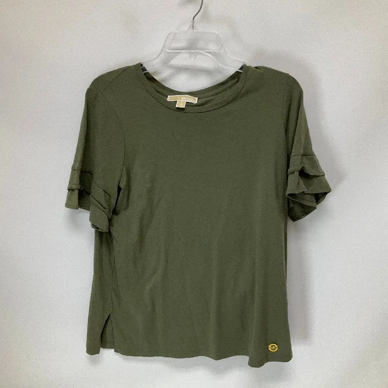 Green Top Short Sleeve Basic Michael By Michael Kors, Size M