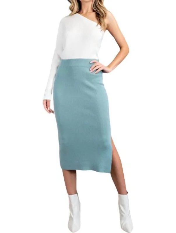 Knit Midi Skirt In Sage