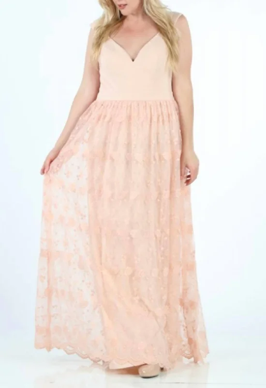 Lace Maxi Dress In Blush