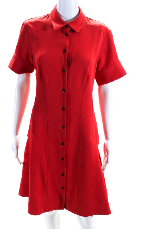 Proenza Schouler Womens Pique Short Sleeve Mini Polo Sheath Dress Red