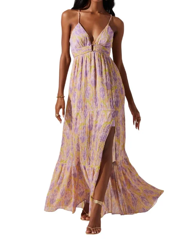 The Label Minari Maxi Dress In Purple Lime Floral