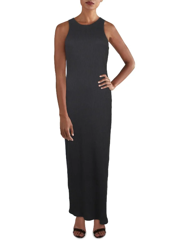 Tommy Womens Ribbed Long Maxi Dress