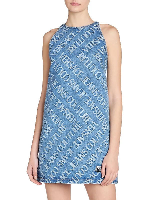 Womens Monogrammed Sleeveless Mini Dress