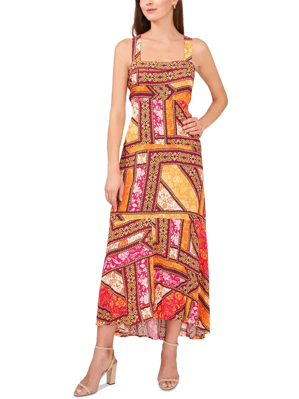 Womens Printed Patchwork Maxi Dress