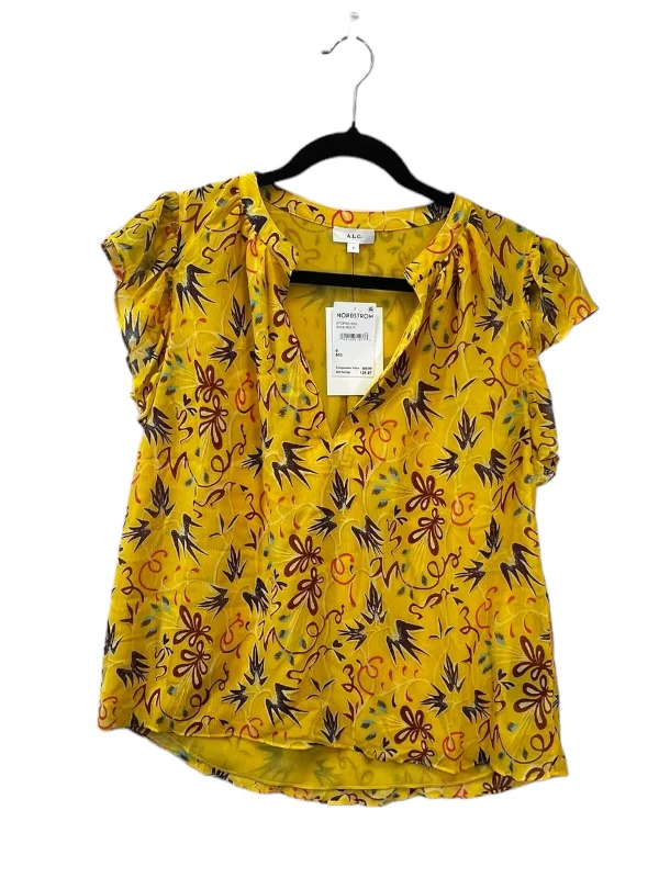 Yellow Top Short Sleeve Designer Alc, Size Xs