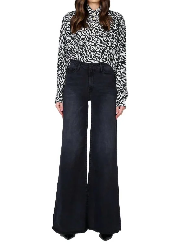 Claudia Wide Leg Jeans In Black Widow