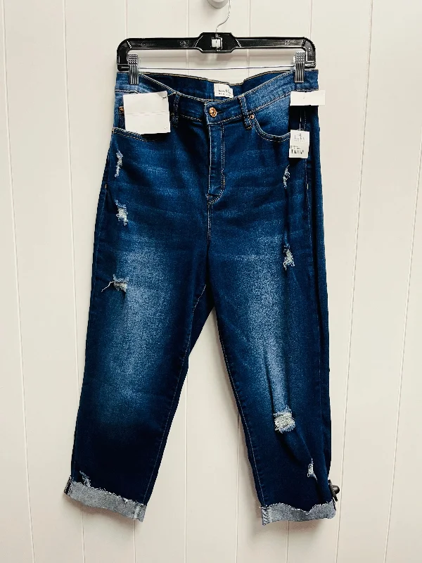 Jeans Straight By Nicole Miller In Blue Denim, Size: 12