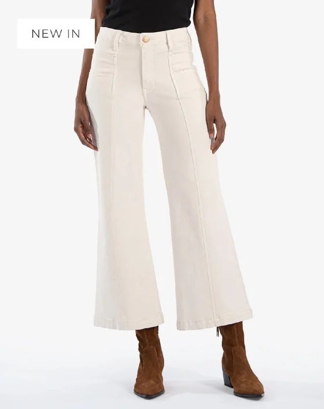 Meg High Rise Wide Leg Double Pocket In Ecru