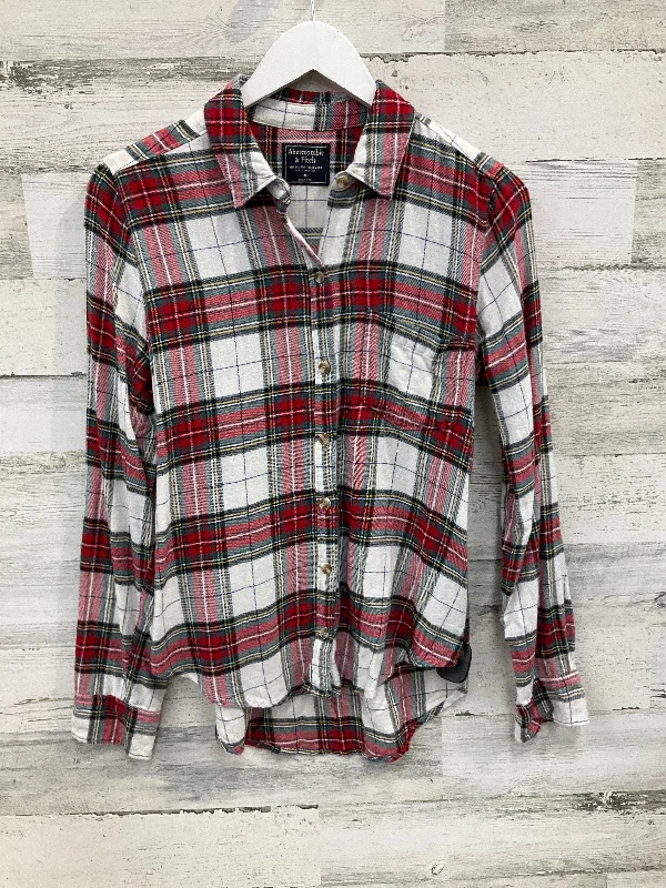 Top Long Sleeve By Abercrombie And Fitch In Plaid Pattern, Size: M