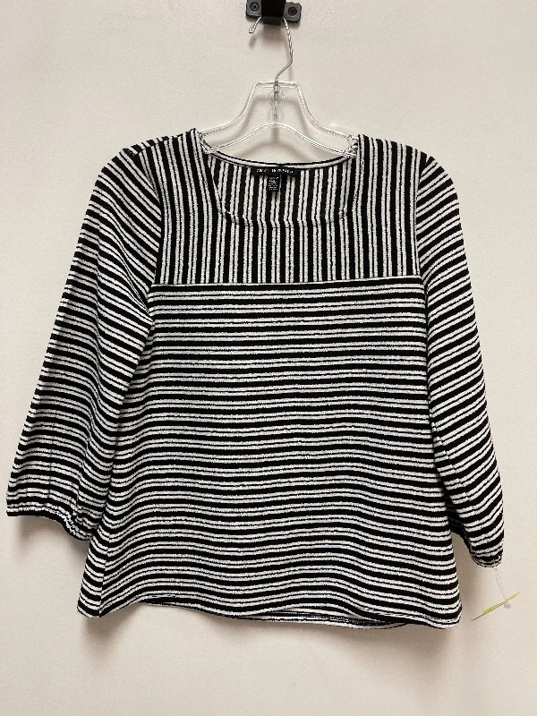 Top Long Sleeve By Cable And Gauge In Black & White, Size: S